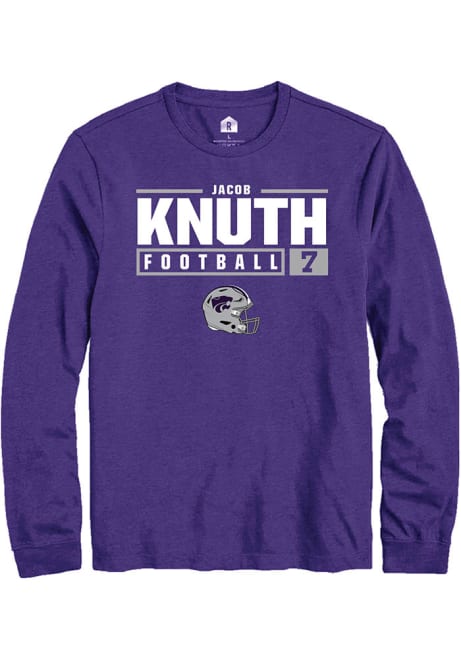 Jacob Knuth Rally Mens Purple K-State Wildcats NIL Stacked Box Tee