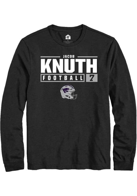 Jacob Knuth Rally Mens Black K-State Wildcats NIL Stacked Box Tee