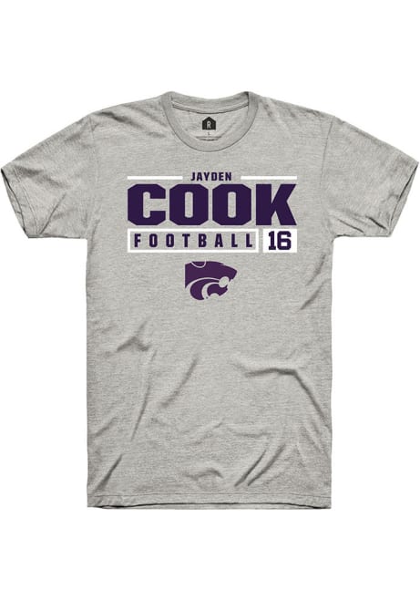 Jayden Cook Ash K-State Wildcats NIL Stacked Box Short Sleeve T Shirt