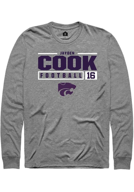 Jayden Cook Rally Mens Graphite K-State Wildcats NIL Stacked Box Tee