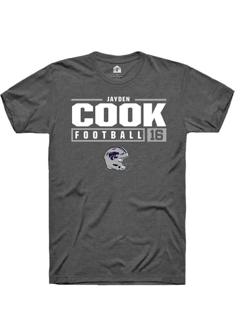 Jayden Cook Grey K-State Wildcats NIL Stacked Box Short Sleeve T Shirt