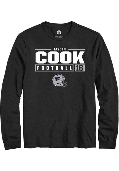 Jayden Cook Rally Mens Black K-State Wildcats NIL Stacked Box Tee