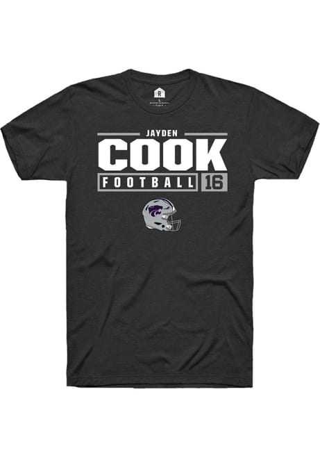 Jayden Cook Black K-State Wildcats NIL Stacked Box Short Sleeve T Shirt