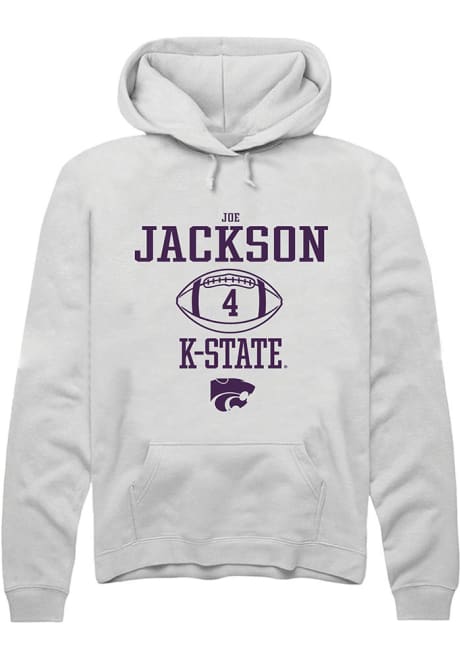 Joe Jackson Rally Mens White K-State Wildcats NIL Sport Icon Hooded Sweatshirt