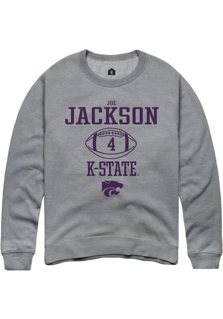 Joe Jackson Rally Mens Graphite K-State Wildcats NIL Sport Icon Crew Sweatshirt