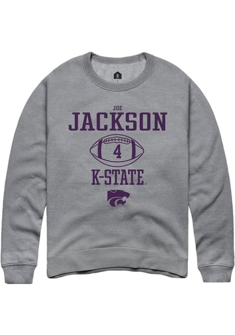 Joe Jackson Rally Mens Grey K-State Wildcats NIL Sport Icon Crew Sweatshirt