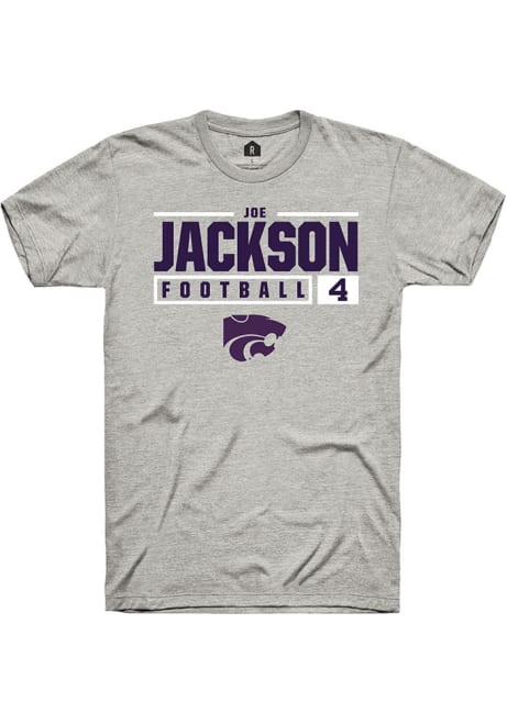 Joe Jackson Ash K-State Wildcats NIL Stacked Box Short Sleeve T Shirt