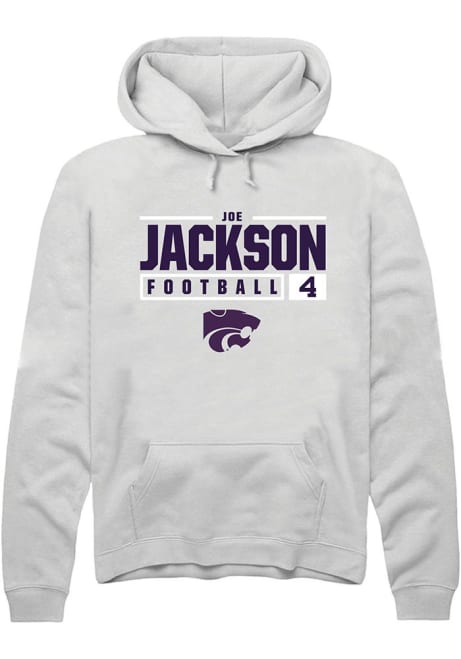 Joe Jackson Rally Mens White K-State Wildcats NIL Stacked Box Hooded Sweatshirt