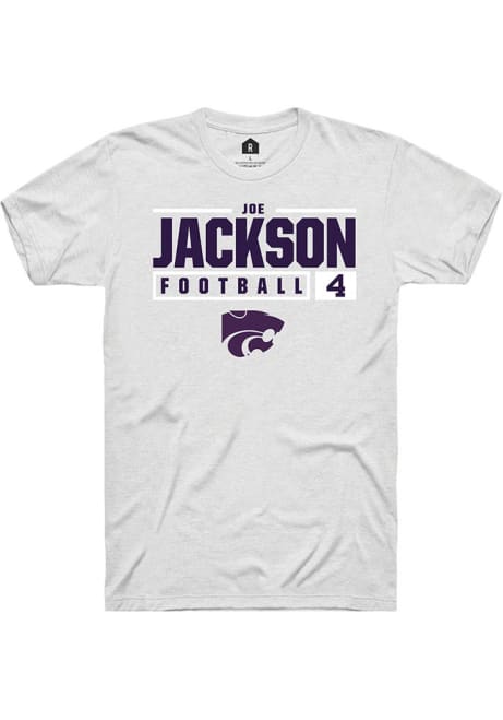 Joe Jackson White K-State Wildcats NIL Stacked Box Short Sleeve T Shirt