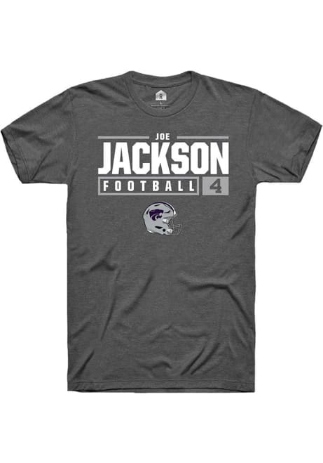 Joe Jackson Grey K-State Wildcats NIL Stacked Box Short Sleeve T Shirt