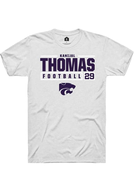 Kanijal Thomas White K-State Wildcats NIL Stacked Box Short Sleeve T Shirt