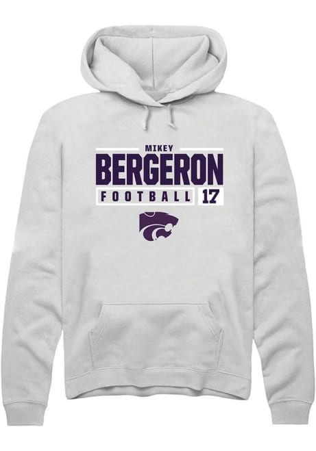 Mikey Bergeron Rally Mens White K-State Wildcats NIL Stacked Box Hooded Sweatshirt