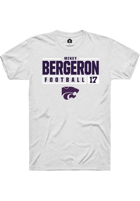 Mikey Bergeron White K-State Wildcats NIL Stacked Box Short Sleeve T Shirt