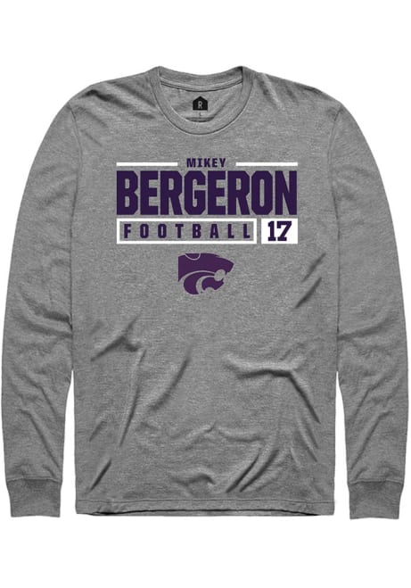 Mikey Bergeron Rally Mens Graphite K-State Wildcats NIL Stacked Box Tee