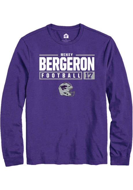 Mikey Bergeron Rally Mens Purple K-State Wildcats NIL Stacked Box Tee