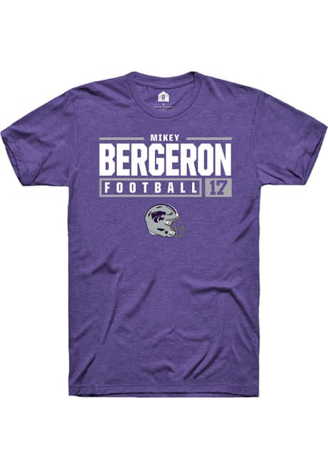 Mikey Bergeron Purple K-State Wildcats NIL Stacked Box Short Sleeve T Shirt