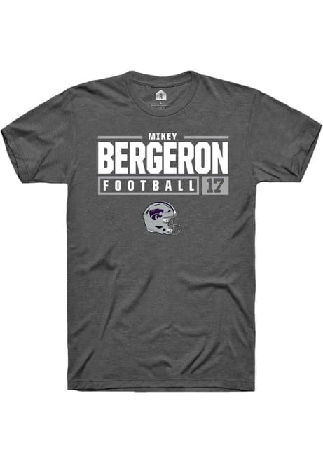 Mikey Bergeron Grey K-State Wildcats NIL Stacked Box Short Sleeve T Shirt