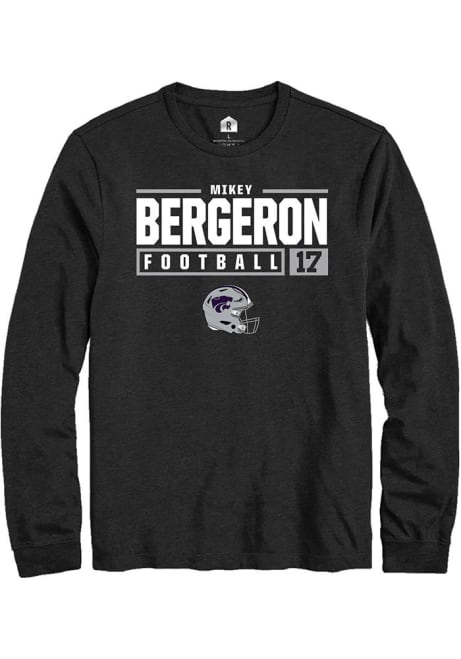 Mikey Bergeron Rally Mens Black K-State Wildcats NIL Stacked Box Tee