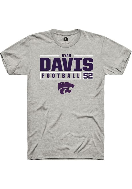 Ryan Davis Ash K-State Wildcats NIL Stacked Box Short Sleeve T Shirt