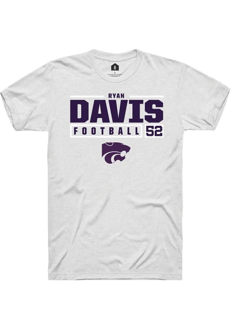 Ryan Davis White K-State Wildcats NIL Stacked Box Short Sleeve T Shirt