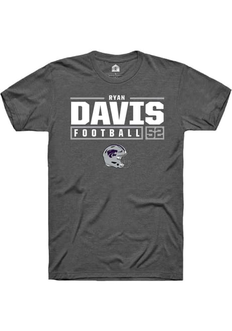 Ryan Davis Grey K-State Wildcats NIL Stacked Box Short Sleeve T Shirt