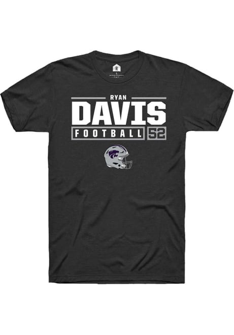 Ryan Davis Black K-State Wildcats NIL Stacked Box Short Sleeve T Shirt