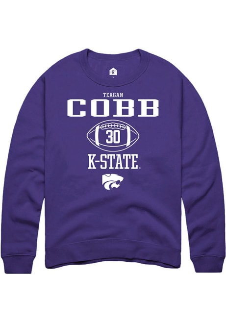 Teagan Cobb Rally Mens Purple K-State Wildcats NIL Sport Icon Crew Sweatshirt