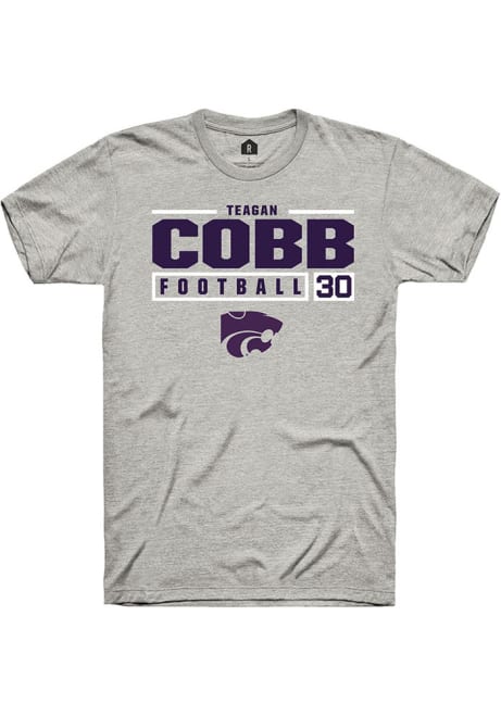 Teagan Cobb Ash K-State Wildcats NIL Stacked Box Short Sleeve T Shirt