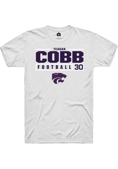 Teagan Cobb White K-State Wildcats NIL Stacked Box Short Sleeve T Shirt