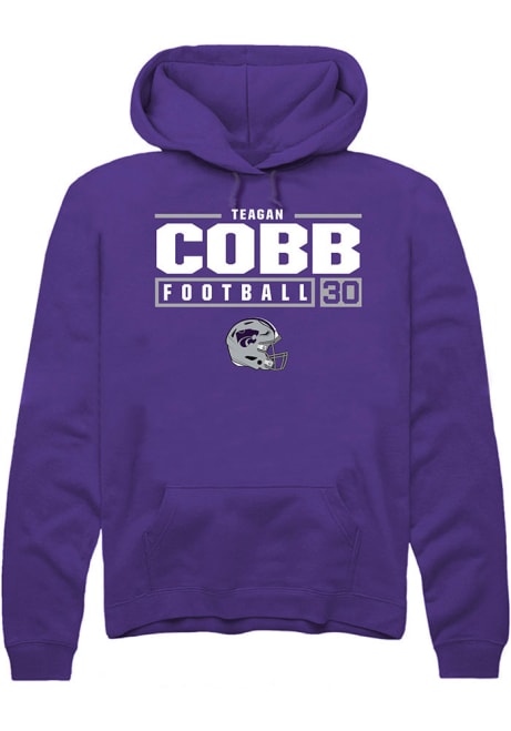 Teagan Cobb Rally Mens Purple K-State Wildcats NIL Stacked Box Hooded Sweatshirt