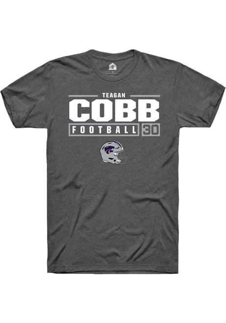 Teagan Cobb Grey K-State Wildcats NIL Stacked Box Short Sleeve T Shirt