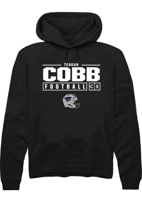 Teagan Cobb Rally Mens Black K-State Wildcats NIL Stacked Box Hooded Sweatshirt