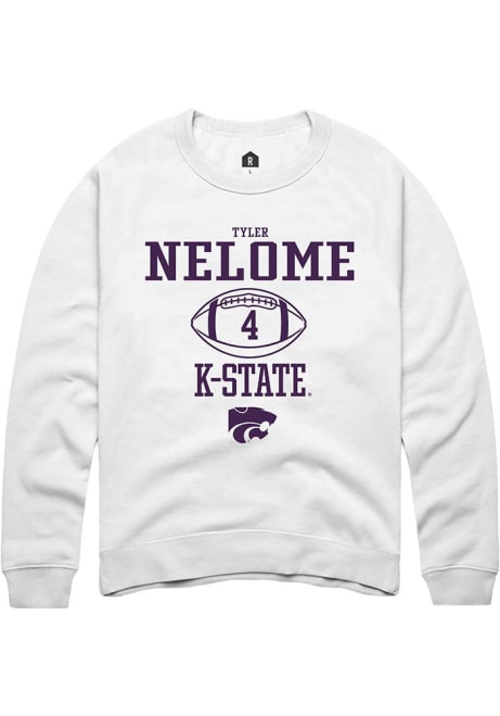 Tyler Nelome Rally Mens White K-State Wildcats NIL Sport Icon Crew Sweatshirt