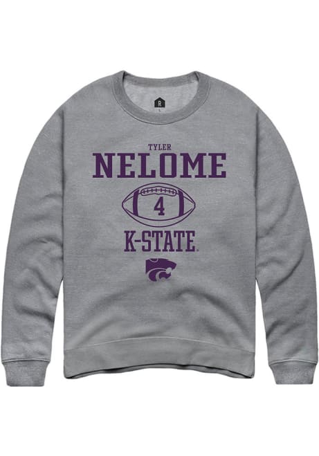 Tyler Nelome Rally Mens Graphite K-State Wildcats NIL Sport Icon Crew Sweatshirt