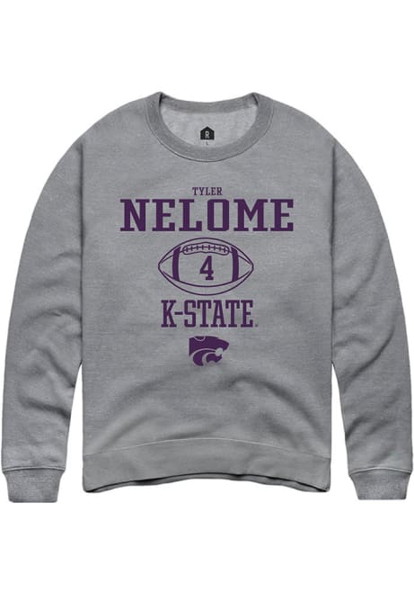 Tyler Nelome Rally Mens Grey K-State Wildcats NIL Sport Icon Crew Sweatshirt