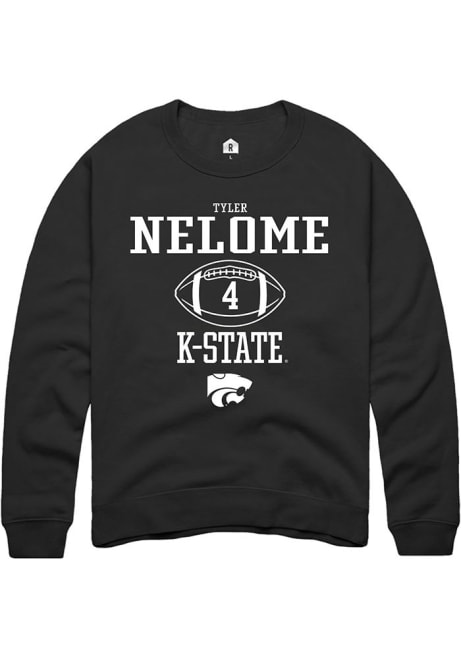 Tyler Nelome Rally Mens Black K-State Wildcats NIL Sport Icon Crew Sweatshirt