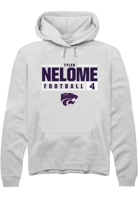 Tyler Nelome Rally Mens White K-State Wildcats NIL Stacked Box Hooded Sweatshirt