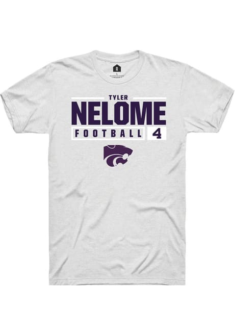Tyler Nelome White K-State Wildcats NIL Stacked Box Short Sleeve T Shirt