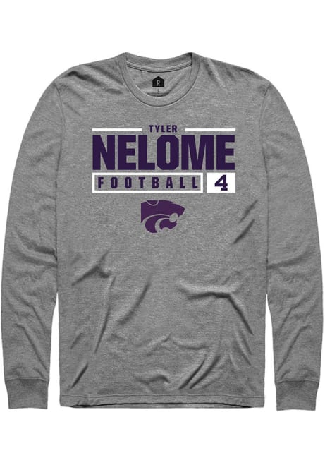 Tyler Nelome Rally Mens Graphite K-State Wildcats NIL Stacked Box Tee