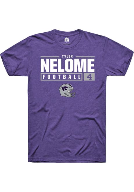 Tyler Nelome Purple K-State Wildcats NIL Stacked Box Short Sleeve T Shirt