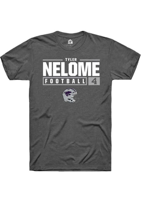 Tyler Nelome Grey K-State Wildcats NIL Stacked Box Short Sleeve T Shirt