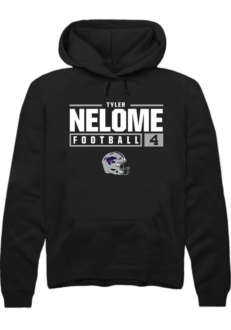 Tyler Nelome Rally Mens Black K-State Wildcats NIL Stacked Box Hooded Sweatshirt