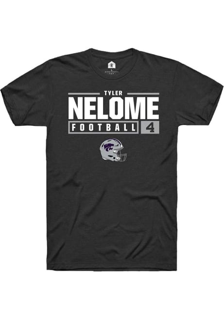 Tyler Nelome Black K-State Wildcats NIL Stacked Box Short Sleeve T Shirt