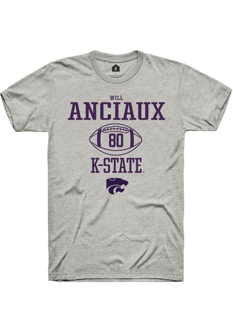 Will Anciaux Grey K-State Wildcats NIL Sport Icon Short Sleeve T Shirt