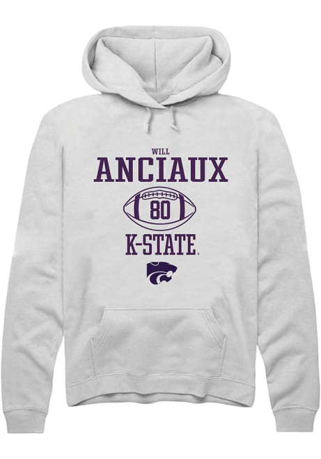Will Anciaux Rally Mens White K-State Wildcats NIL Sport Icon Hooded Sweatshirt
