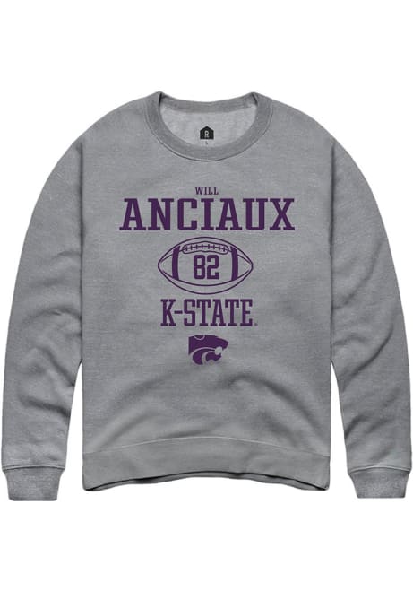 Will Anciaux Rally Mens Graphite K-State Wildcats NIL Sport Icon Crew Sweatshirt
