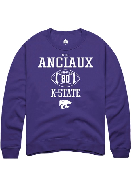Will Anciaux Rally Mens Purple K-State Wildcats NIL Sport Icon Crew Sweatshirt