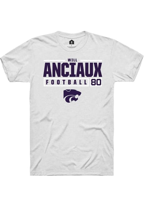 Will Anciaux White K-State Wildcats NIL Stacked Box Short Sleeve T Shirt