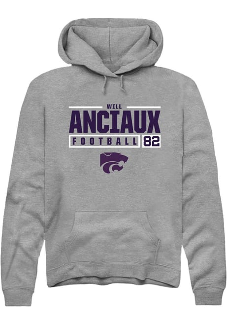 Will Anciaux Rally Mens Graphite K-State Wildcats NIL Stacked Box Hooded Sweatshirt