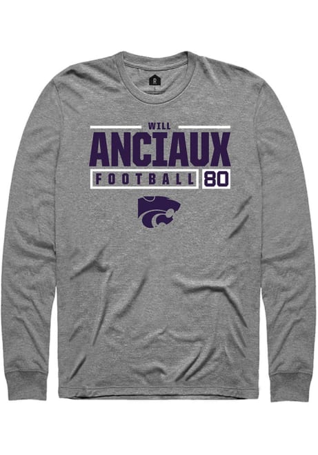 Will Anciaux Rally Mens Graphite K-State Wildcats NIL Stacked Box Tee